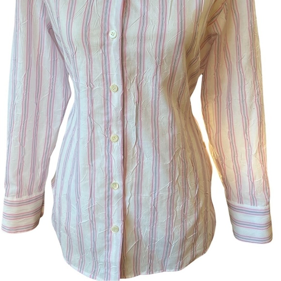 LEUNI Pink and Grey Striped Button Down Cotton-Blend Shirt | WConcept | sze M - Picture 3 of 14
